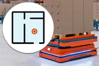 Při konfiguraci systému skenují autonomní mobilní roboty AMR sklad a vytváří virtuální mapu