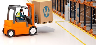 Značky na podlaze skladovacího systému s kyvadlem