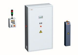 Řídicí systém Movirack zahrnuje tři typy zařízení: ovládací panel, panel hlavního napájení a palubní ovládací panely
