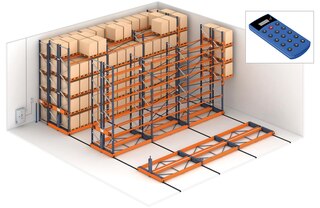 Pohyb podvozku pojízdných regálů lze řídit dálkovým ovládáním