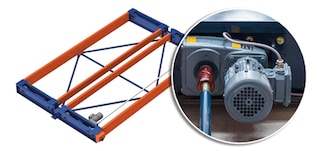 Motory přenášejí energii na hnací kola základen regálů Movirack