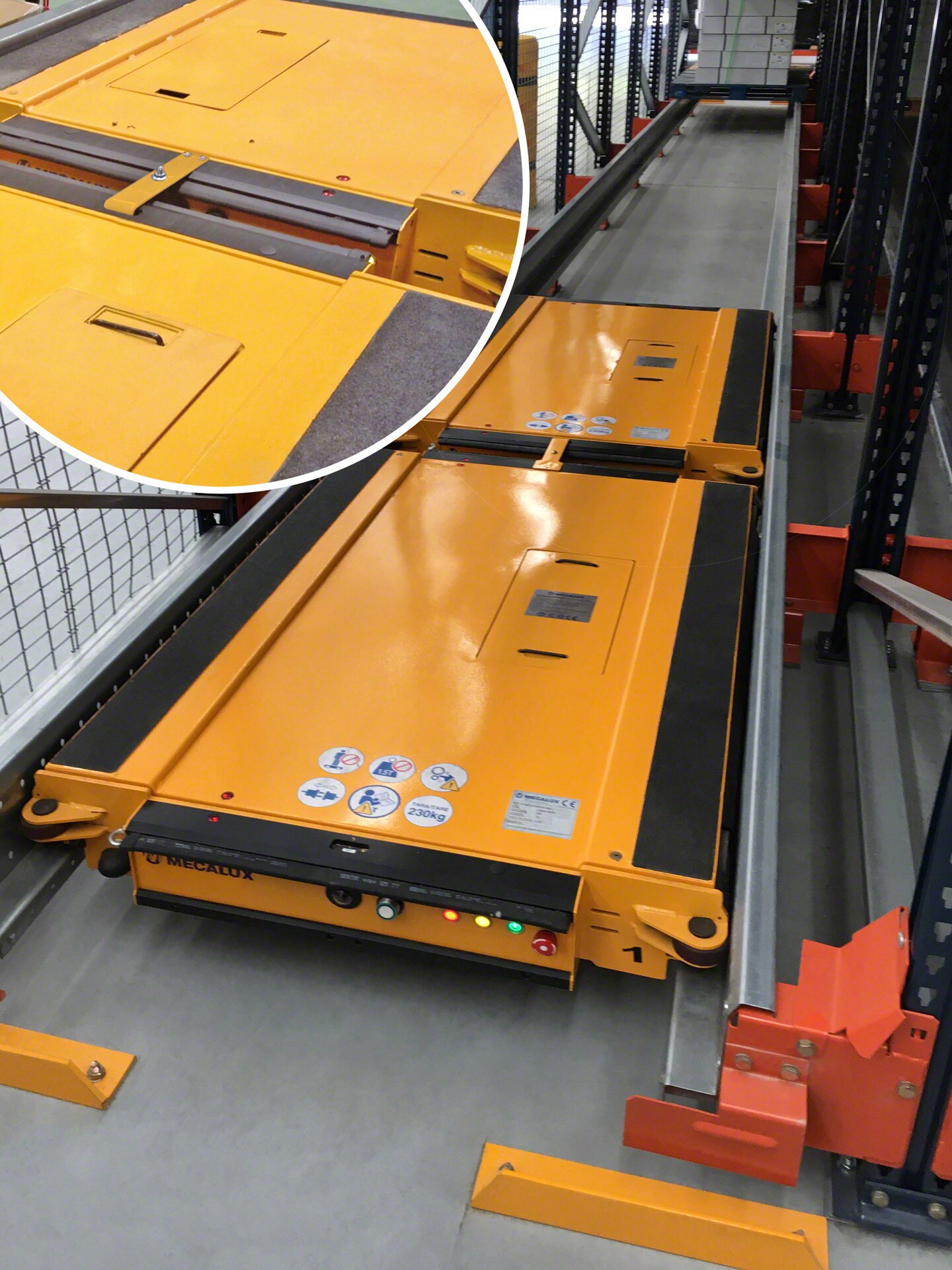 Poloautomatické vozíky obsahují funkci záchrany, která umožňuje obnovit Pallet Shuttle v případě poruchy